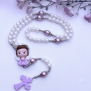 Terço Infantil Anjinho mini lilás