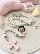 Terço Infantil Anjo mini rosa