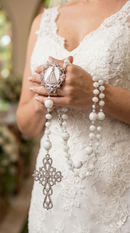 Terço de Noiva de Pedra de Cristal Branca