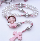 Terço Infantil Anjo mini rosa