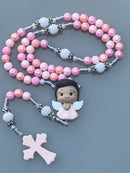 Terço Infantil Anjo mini rosa
