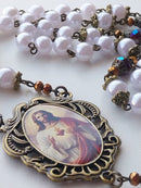 Terço Sagrado Coração de Jesus TR166 - Entremeio dupla face