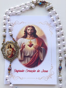 Terço Sagrado Coração de Jesus TR166 - Entremeio dupla face